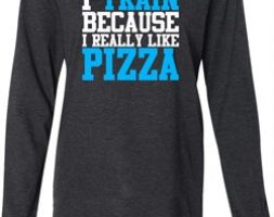 Mens Fitness Shirt I Train For Pizza Lightweight Hoodie Tee