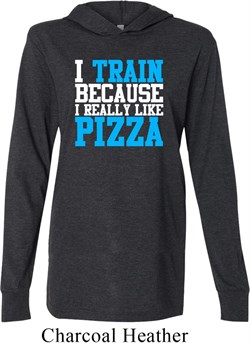 Mens Fitness Shirt I Train For Pizza Lightweight Hoodie Tee