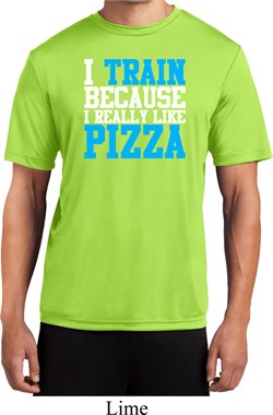 Mens Fitness Shirt I Train For Pizza Moisture Wicking Tee