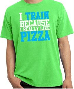 Mens Fitness Shirt I Train For Pizza Pigment Dyed Tee T-Shirt