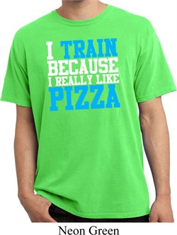 Mens Fitness Shirt I Train For Pizza Pigment Dyed Tee T-Shirt