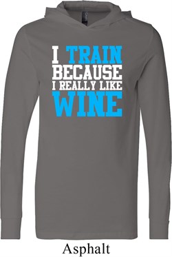 Mens Fitness Shirt I Train For Wine Lightweight Hoodie Tee