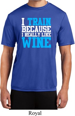 Mens Fitness Shirt I Train For Wine Moisture Wicking Tee T-Shirt