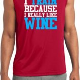 Mens Fitness Shirt I Train For Wine Sleeveless Moisture Wicking Tee