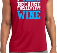 Mens Fitness Shirt I Train For Wine Sleeveless Moisture Wicking Tee