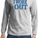 Mens Fitness Shirt I Work Out Long Sleeve Tee T-Shirt