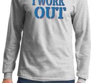 Mens Fitness Shirt I Work Out Long Sleeve Tee T-Shirt
