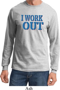 Mens Fitness Shirt I Work Out Long Sleeve Tee T-Shirt