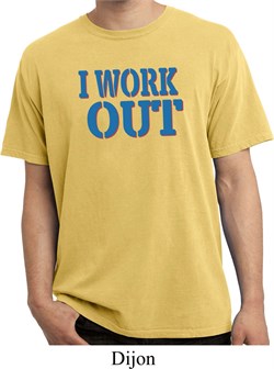 Mens Fitness Shirt I Work Out Pigment Dyed Tee T-Shirt