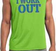 Mens Fitness Shirt I Work Out Sleeveless Moisture Wicking Tee T-Shirt
