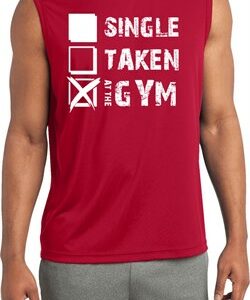 Mens Fitness Shirt Single Taken Gym Sleeveless Moisture Wicking Tee