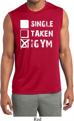 Mens Fitness Shirt Single Taken Gym Sleeveless Moisture Wicking Tee