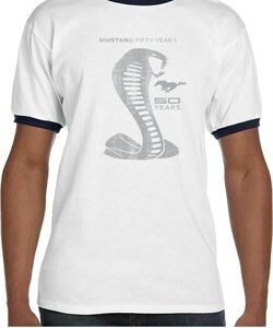 Mens Ford Shirt 50 Years Cobra Ringer Tee T-Shirt