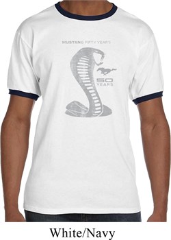 Mens Ford Shirt 50 Years Cobra Ringer Tee T-Shirt