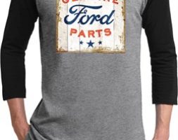 Mens Ford Shirt Distressed Genuine Ford Parts Raglan Tee T-Shirt