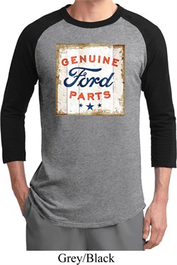 Mens Ford Shirt Distressed Genuine Ford Parts Raglan Tee T-Shirt