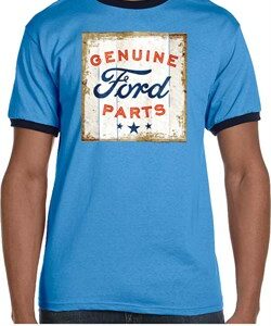 Mens Ford Shirt Distressed Genuine Ford Parts Ringer Tee T-Shirt