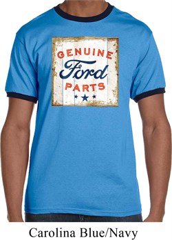 Mens Ford Shirt Distressed Genuine Ford Parts Ringer Tee T-Shirt