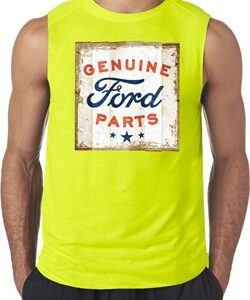 Mens Ford Shirt Distressed Genuine Ford Parts Sleeveless Tee T-Shirt