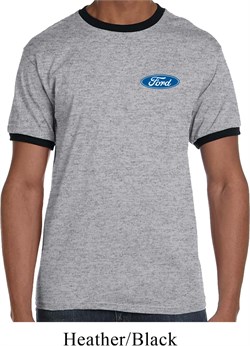 Mens Ford Shirt Ford Oval Pocket Print Ringer Tee T-Shirt