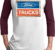 Mens Ford Shirt Ford Trucks Logo Raglan Tee T-Shirt