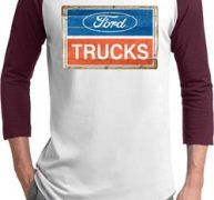 Mens Ford Shirt Ford Trucks Logo Raglan Tee T-Shirt