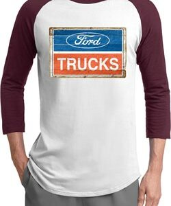 Mens Ford Shirt Ford Trucks Logo Raglan Tee T-Shirt