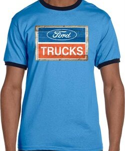 Mens Ford Shirt Ford Trucks Logo Ringer Tee T-Shirt