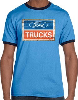 Mens Ford Shirt Ford Trucks Logo Ringer Tee T-Shirt