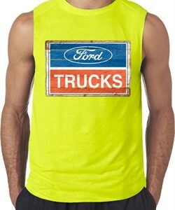 Mens Ford Shirt Ford Trucks Logo Sleeveless Tee T-Shirt