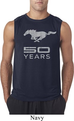 Mens Ford Shirt Mustang 50 Years Sleeveless Tee T-Shirt