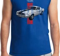 Mens Ford Shirt Red Stripe Mustang 50 Years Muscle Tee T-Shirt