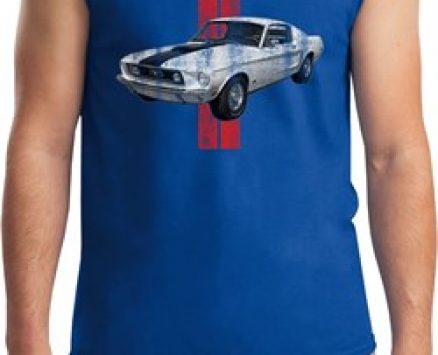 Mens Ford Shirt Red Stripe Mustang 50 Years Muscle Tee T-Shirt