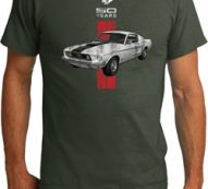 Mens Ford Shirt Red Stripe Mustang 50 Years Organic Tee T-Shirt