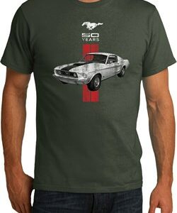 Mens Ford Shirt Red Stripe Mustang 50 Years Organic Tee T-Shirt