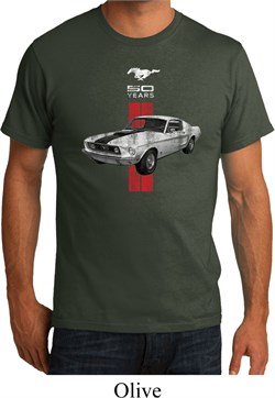 Mens Ford Shirt Red Stripe Mustang 50 Years Organic Tee T-Shirt