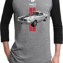 Mens Ford Shirt Red Stripe Mustang 50 Years Raglan Tee T-Shirt