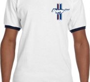 Mens Ford Shirt The Legend Lives Crest Pocket Print Ringer Tee T-Shirt