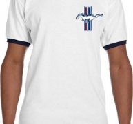 Mens Ford Shirt The Legend Lives Crest Pocket Print Ringer Tee T-Shirt