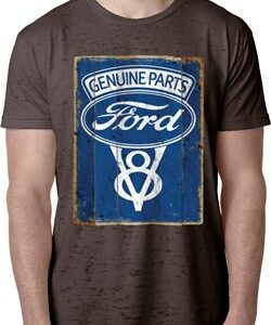 Mens Ford Shirt V8 Genuine Ford Parts Burnout Tee T-Shirt