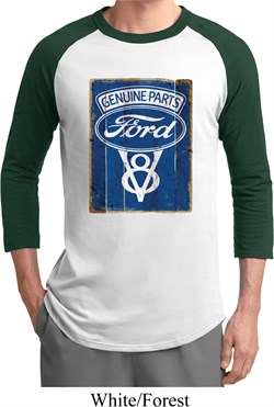 Mens Ford Shirt V8 Genuine Ford Parts Raglan Tee T-Shirt