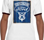 Mens Ford Shirt V8 Genuine Ford Parts Ringer Tee T-Shirt