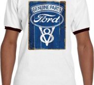 Mens Ford Shirt V8 Genuine Ford Parts Ringer Tee T-Shirt
