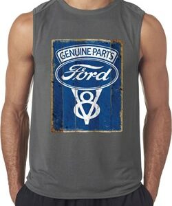 Mens Ford Shirt V8 Genuine Ford Parts Sleeveless Tee T-Shirt