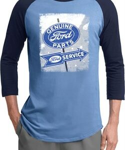 Mens Ford Shirt Vintage Sign Genuine Ford Parts Raglan Tee T-Shirt