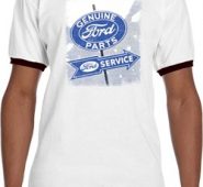 Mens Ford Shirt Vintage Sign Genuine Ford Parts Ringer Tee T-Shirt