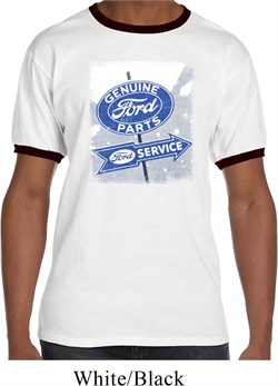 Mens Ford Shirt Vintage Sign Genuine Ford Parts Ringer Tee T-Shirt