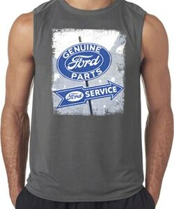 Mens Ford Shirt Vintage Sign Genuine Ford Parts Sleeveless Tee T-Shirt