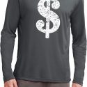 Mens Funny Shirt Distressed Dollar Sign Dry Wicking Long Sleeve TShirt