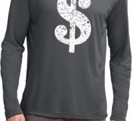 Mens Funny Shirt Distressed Dollar Sign Dry Wicking Long Sleeve TShirt